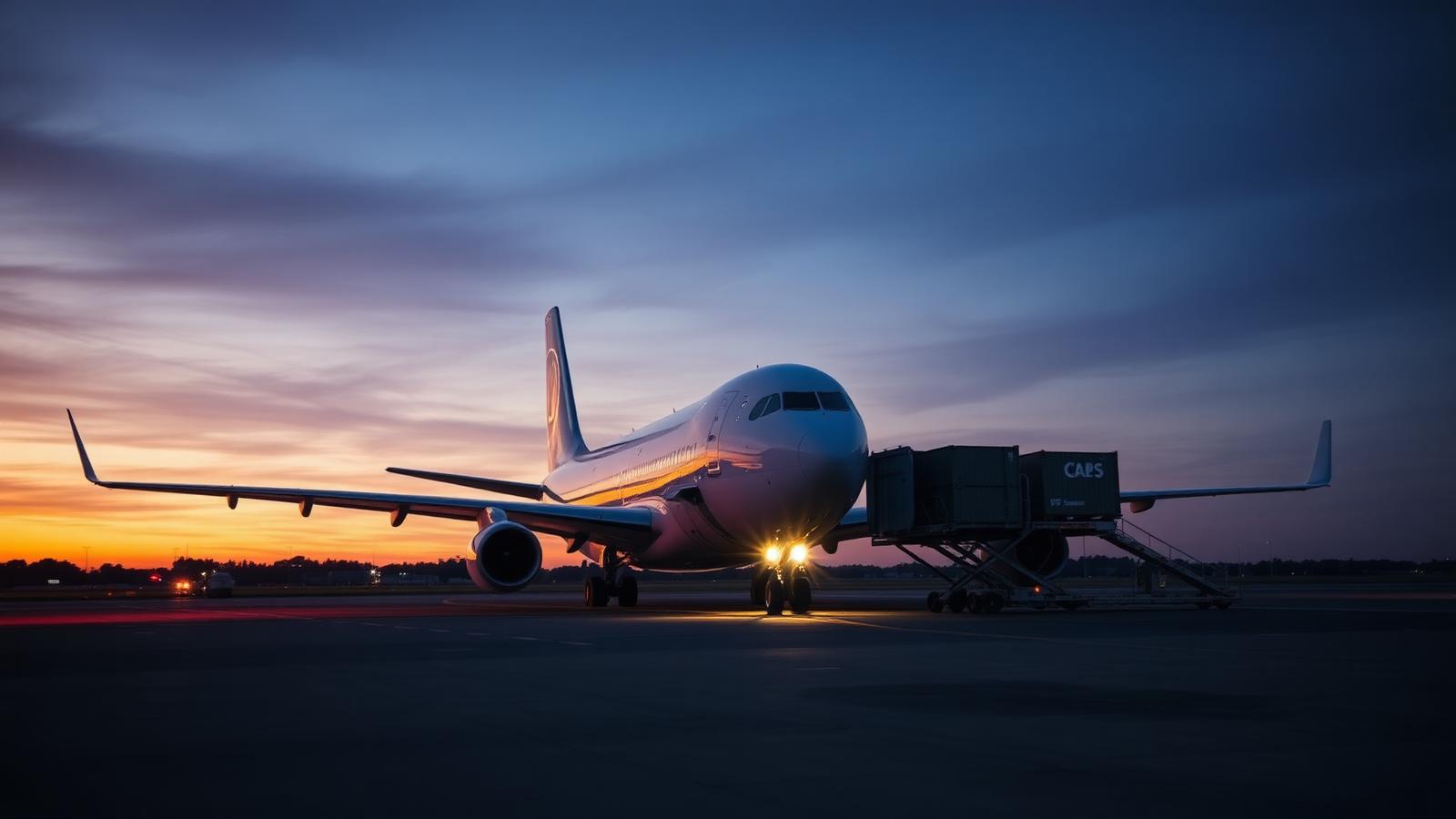 Cargo aircraft at dusk